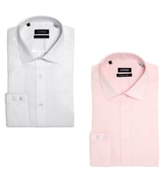 PINGÖMLEK KENSINGTON MONTELLO VESTA COMBO 10 İKİLİ SET BEYAZ VE PEMBE Pamuk ve  Pamuk  Blend  Düz Renk Kolay Ütülenir Cutaway Yakalı Cepsiz Erkek Gömlek (Beyaz-Pembe)