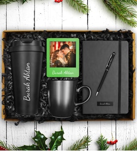 Sevgililer Gününe Özel Siyah Kupa & 400 ML Exclusive Çelik Termos & Fotoğraf Çerçevesi & French Press