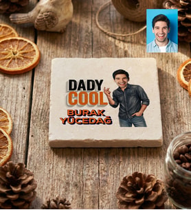 Kişiye Özel Karikatürlü Babaya Hediye Daddy Cool Bardak Altlığı Babalar Günü Hediyesi