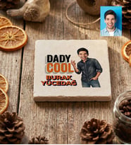 Kişiye Özel Karikatürlü Babaya Hediye Daddy Cool Bardak Altlığı Babalar Günü Hediyesi