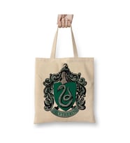 Slytherin Poudlard Beyaz Bez Çanta Uzun Saplı Alışveriş Çantası Plaj Çantası
