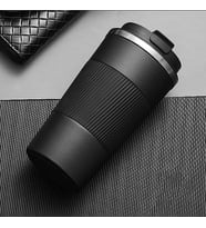 Termos Bardak Kahve Çay Mug Araç Termosu Kapaklı Termos Mug 500ml Paslanmaz Çelik (Siyah)