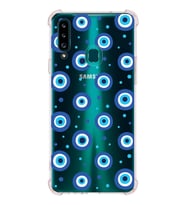 PrintiFy Samsung Galaxy A20S Uyumlu Nazar Boncuğu 1 Baskılı Şeffaf Köşe Korumalı Antişok Kılıf