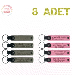 K Gri & Pembe, 8’li Set, Kişisel Mesajlı Deri Hediyelik, Matematik Öğretmeninden Dönem Sonu Hediyesi