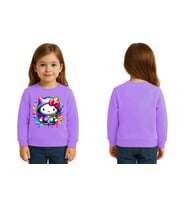Unisex Hello Kity Baskılı Çocuk Swaetshirt 3 İplik Şardonlu (Lila)