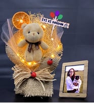 Kişiye Özel Led Işıklı & Fotoğraflı & Ayıcıklı Buket / İYİ Kİ DOĞDUN Temalı