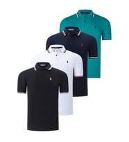 DÖRTLÜ SET T8594 DEWBERRY ERKEK T-SHIRT-SİYAH-BEYAZ-LACİVERT-YEŞİL (Karışık)
