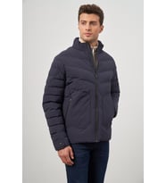 Koyu Lacivert Dolumlu Hakim Yaka Slim Fit Dar Kesim Klasik Mont 1007245153
