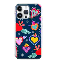 PrintiFy Apple  iPhone 14 Pro ile Uyumlu 1mm Slim Fit Retro Renkler 3 Baskılı Şeffaf  Kılıf