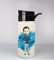 Kişiye Özel Karikatür Tasarım Özel Koruma Kılıflı Cam Matara 96078