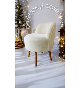 Mini berjer, kırık beyaz renkli , dekoratif berjer, makyaj mini berjer, dekoratif berjer, puf Bench