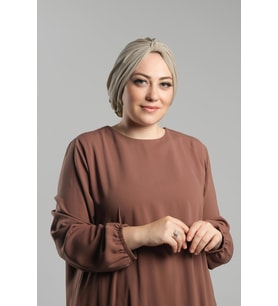 Koyu Bej Pratik Hazır Geçmeli Tesettür Bone Sandy Pileli Salaş 2121_44