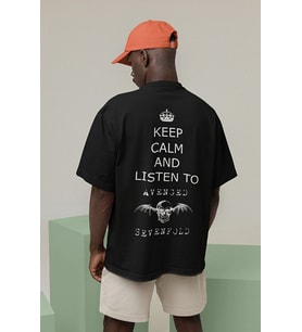 Keep Calm And Listen To Avenged Sevenfold Baskılı Unisex Oversize Rock Metal Tişört