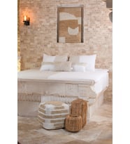 Çizgi Detaylı Krem Natürel Puf 40X40