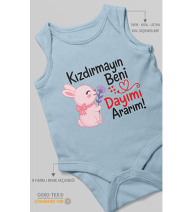 Kızdırmayın beni dayımı ararım Sıfır Kollu Bebek Zıbını %100 Pamuk