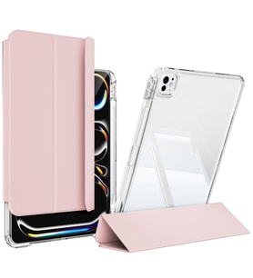 Apple iPad Pro 11 2024 Uyumlu Kılıf Magnetik Ayrılabilen Airbagli Zore Sliding Tablet Kılıfı (Açık Pembe)