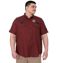 Mode XL Büyük Beden Erkek Gömlek Çift Kapaklı Gabardin U25601B Bordo