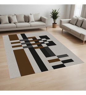 Eliana Home Dijital Baskı Yıkanabilir Kaymaz Taban Salon Halısı Ve Yolluk LNA0953-FNL202 (Kahverengi)