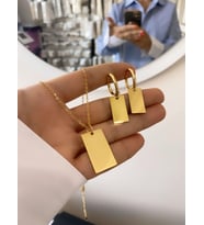 ÇELİK İSİM YAZILAN TAKI SETİ LAZERLE İSİM VEYA RESİM BASKISI YAPILIR (Gold)