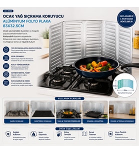 OCAK YAĞ SIÇRAMA KORUYUCU ALÜMİNYUM FOLYO PLAKA 84X32.5CM (5680)