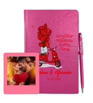 Sevgililer Gününe Özel Pembe Defter Kalem & Instagram Çerçeve Hediye Seti 13