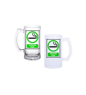 Ghostbastır Design Sigara İçilir Alan Kulplu Bira Bardağı Buzlu veya Şeffaf Seçenekli 0201