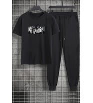 Unisex Naruto Baskılı 2'li Eşofman Takımı (Siyah)