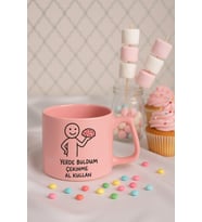 Renkli kulplu bardak - Beyin (Toz Pembe)