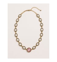 Premium Pembe Taş Detaylı Vintage Kristal Kolye
