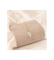 925 AYAR GÜMÜŞ MİNELİ ORİGAMİ BALIK GÜMÜŞ KOLYE (Gold)