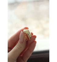 Punta Zirkon Taşlı Gold Kaplama Kadın Yüzük (Altın)
