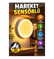 6 LED USB Şarjlı Hareket Sensörlü Lamba – 120° Algılama ve Mıknatıslı Montaj