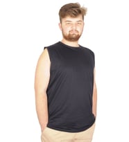 Mode XL Battal Beden Erkek Kolsuz Tshirt Düz 20003 Lacivert