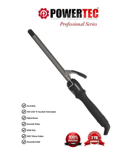 Powertec TR-16 Profesyonel Seramik Plaka Saç Şekillendirici & Bukle Maşa 16mm