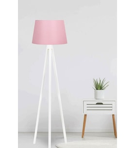 Pembe Konik Lambader 3 Ayaklı Ahşap Abajur Kumaş LY591