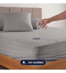 Gri Sıvı Geçirmez Alez - Tek-Çift Kişilik Alez - Mikrofiber Kumaş - Fitted(Yatağı Saran) Alez - Yatak Koruyucu Alez-Çarşaf(150x200)