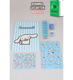 "DEKOMUS CEP DEFTERİ HEDİYELİ" LİSANSLI CINNAMOROLL 8 PARÇALI BOYAMA SETİ (Siyah)