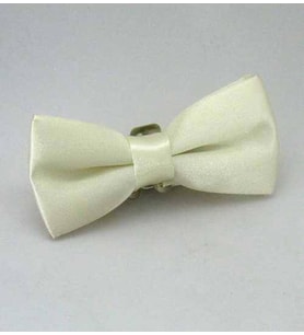 Krem Çocuk Boy Düz Renk Saten Papyon - CP-06 (Renksiz)
