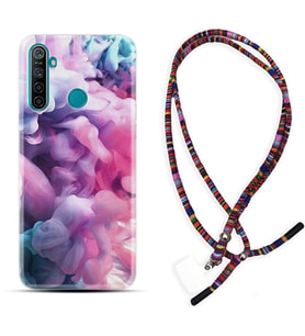 Realme 5i 5 Pro 6i 7 Pro 8 Kılıf Boyun Asklı Rasta Silikon Pink Cloud 1305