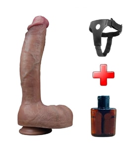LilituShop 27 cm Belden Bağlamalı Yeni Nesil Çift Katmanlı Gerçekçi Kalın Dildo Penis
