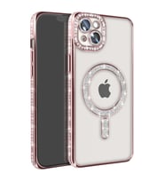 Apple İphone 15 Kılıf Joke Simli Magneticsafe Kılıf - Pembe