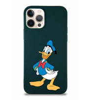 Apple iPhone 12 Pro Soft Premier Kapak Donald Duck-C Tasarımlı Silikon Kılıf - Yeşil (Şeffaf)
