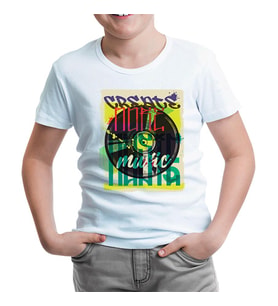 A Vinyl Record in Graffiti Style Beyaz Çocuk Tshirt