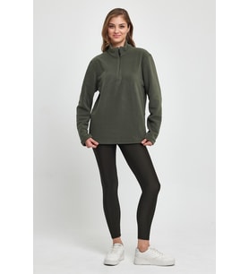 Kadın  Rahat Kalıp Softech Polar Yarım Fermuarlı Sweatshırt spr24pwk20 (Açık Haki)