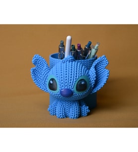 Alvera Knitted Kalemlik – 3D Baskı Sevimli Karakterli Masaüstü Kalem Organizeri-Mavi