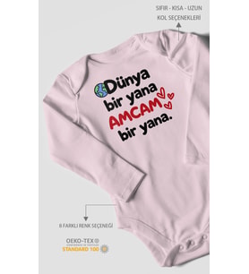 Dünya bir yana, amcam bir yana Uzun Kollu Bebek Body %100 Pamuk