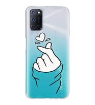 Oppo A52/A72/A92 Uyumlu Kalp Desenli Şeffaf Telefon Kılıfı