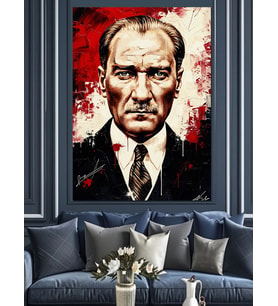 Mustafa Kemal Atatürk Portre Sanatı Dekoratif Kanvas - Mdf Ahşap Tablo