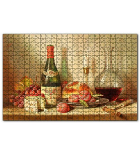 Cakapuzzle Şarap Peynir Ekmek ve Taze Meyveler Puzzle Yapboz MDF (Ahşap) (120 Parça)