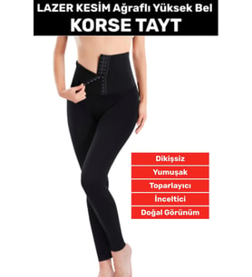 Özel Üretim Doğal Görünüm Vücut Toparlayıcı Sıkılaştırıcı LAZER KESİM Yüksek Bel Ağraflı Korse (Siyah)